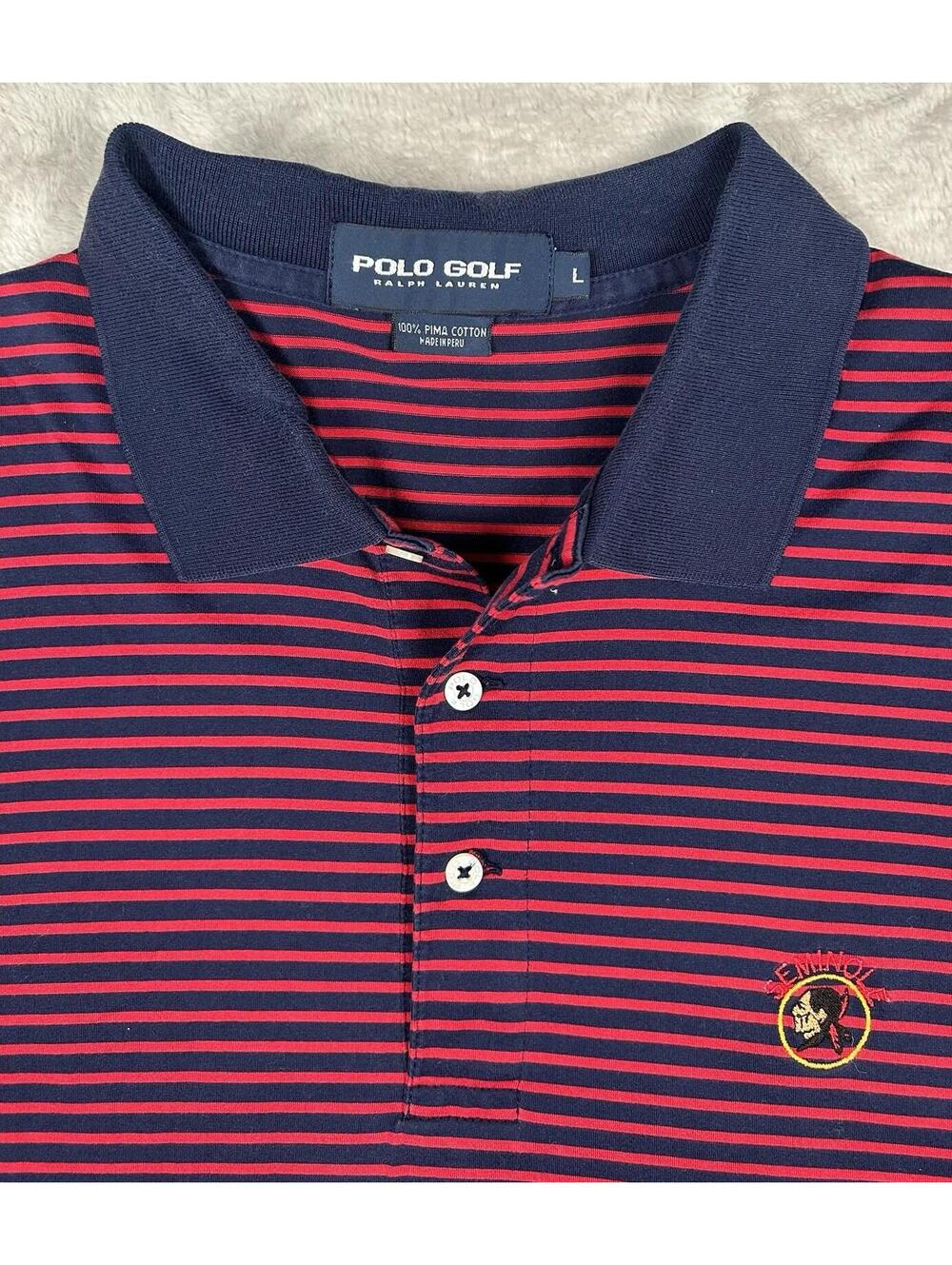 Seminole Golf Club Shirt Mens Large Red Blue Polo Golf Ralph Lauren Short Sleeve